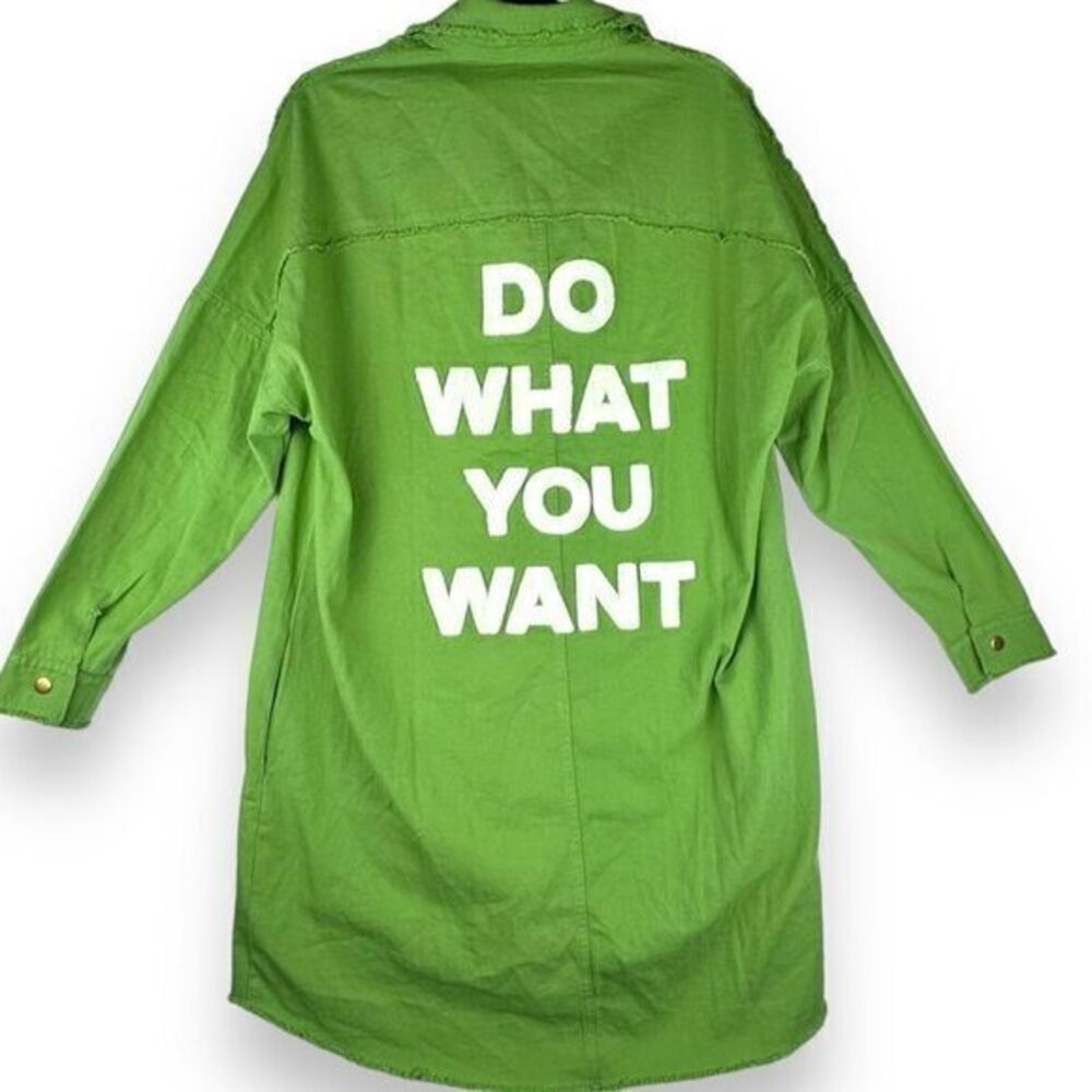 Davi & Dani Do What You Want Tunic Dress Women Size Small Green Edgy Rebel NEW‎